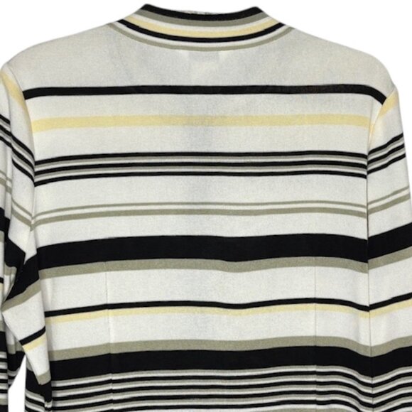 Exclusively Misook Zip Front Knit Cardigan - Black/White/Gray/Yellow - XL - Picture 6 of 8